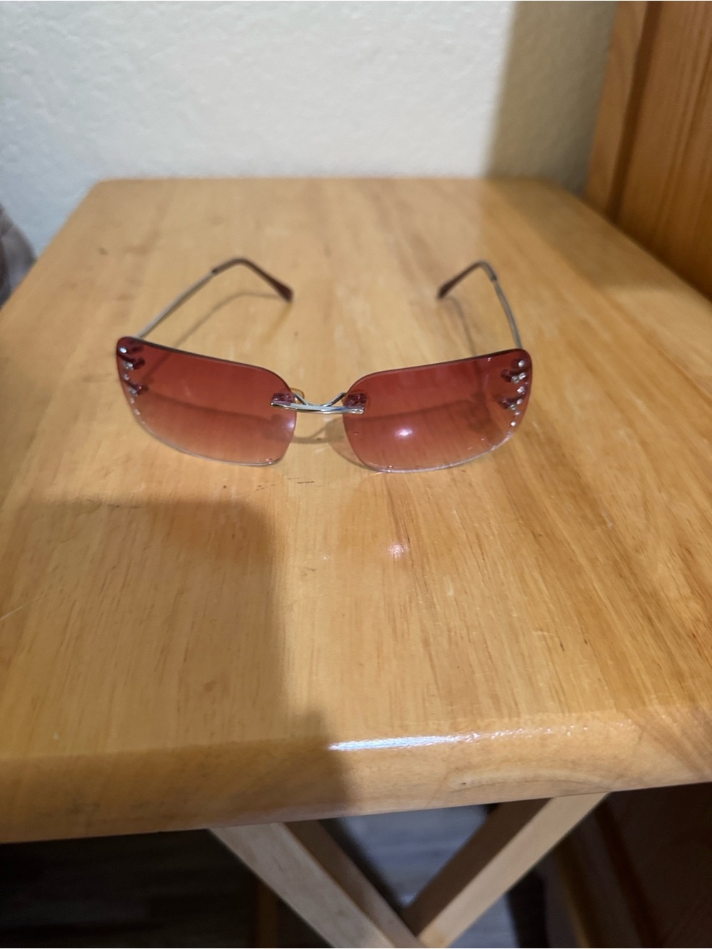 Rimless Women's Sunglasses with Burgundy Gradient Lenses
